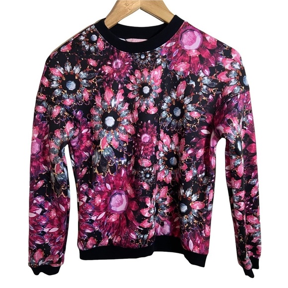 Ted Baker London Killay Floral Jewel Sweatshirt Multicolor Pullover Sz 0 (US 2) - Picture 1 of 6